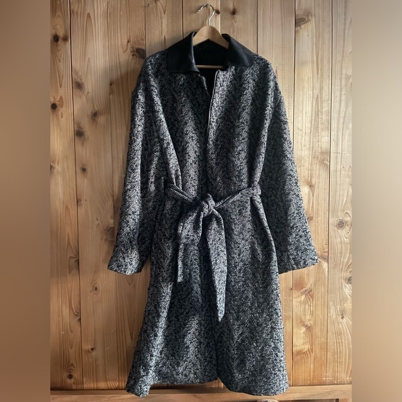 COS Jackets & Blazers - COS Leather Trimmed Tweed Oversized Coat